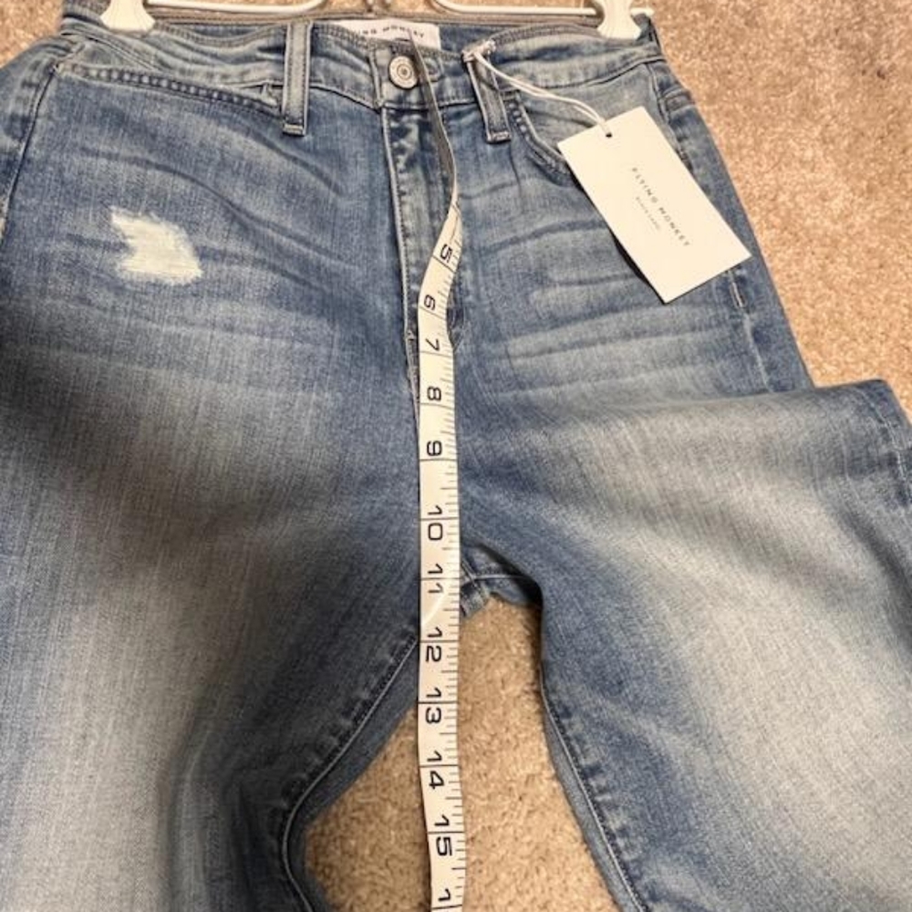 NWT!! Flying Monkey Y3230 Light Wash Super High Waisted Raw Hem Flare Denim Jean - Picture 8 of 13